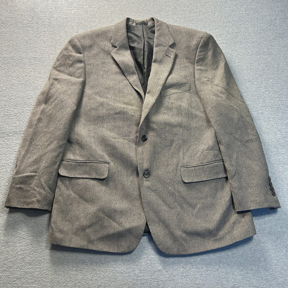 Sport Coat Blazer Mens 44R Gray Worsted‎ Wool Silk Blend Lines Two Button Jacket